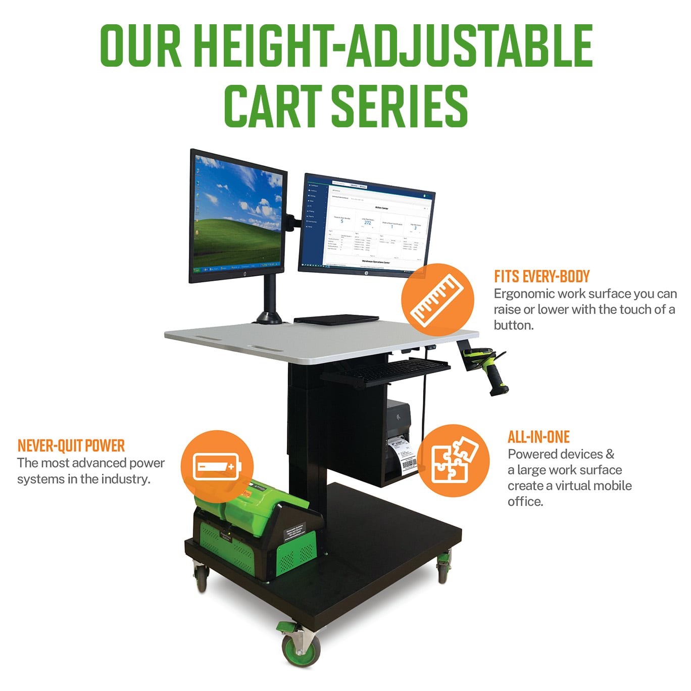 Ergonomic Industrial Computer Cart | Newcastle Systems